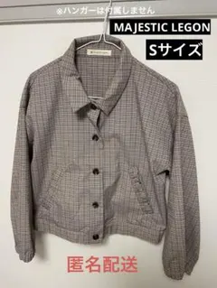 マジェスティックレゴン ポケギャザーチェックシャツ S ブラウン