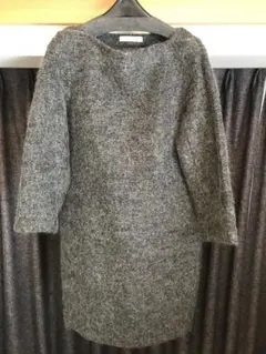 DES PRES デ・プレ　ウール混モヘア系長袖ワンピース　グレー　サイズ1