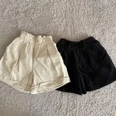 コーデュロイ ショートパンツ　120サイズ　2点セット　オフホワイト　ブラック