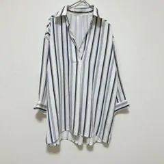 INGNI イング ストライプ シャツ ブラウス 抜き襟 スキッパー オフィス