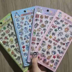 シール トムとジェリー ジュエリードロップ ぷくぷくシール 4枚セット