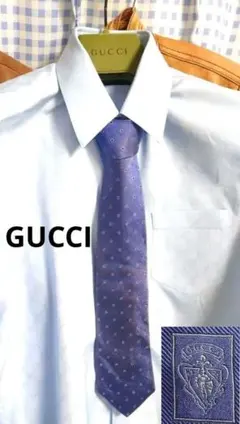 カ*ー様 ★良品★ GUCCI グッチ ブルー ネクタイ シルク100%