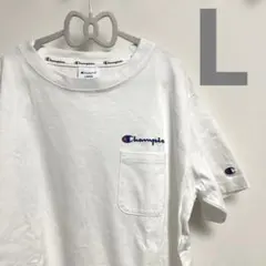 【美品】チャンピオンポケット付き半袖ホワイトTシャツL