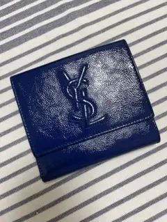 イヴサンローラン  パンチングレザー 二つ折り財布 ブルー イヴサンローラン YSL パンチングレザー 二つ折り財布 ブルー - メルカリ