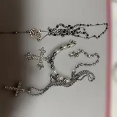 十字架とパールビーズのネックレス3種セット