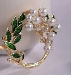 新品 パール ガーデニア ブローチ キラキラ キレイめ ボタニカル 月桂樹