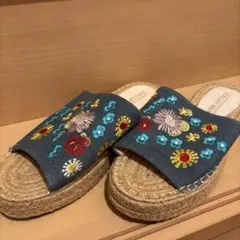 KOBE LETTUCE 花柄刺繍 デニムサンダル エスパドリーユのサムネイル