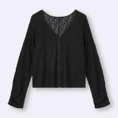 新品　GU ジーユー　レースカーディガン　長袖　ブラック　黒　M