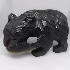 北海道　木彫り　熊　鮭咥え　お土産　民芸　木彫り民芸品
