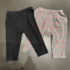 キッズ ボトムス チェック柄 黒ズボン　ベビー　80サイズ　千鳥柄　コンビミニ