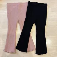 SHEINリブ編みフレアパンツ 2-3Y ピンク・ブラック