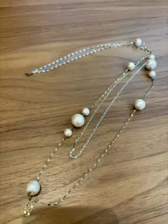 コットンパール ロング2連ネックレス