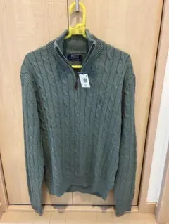 POLO RALPH LAUREN ケーブルニットセーター S/P グリーン