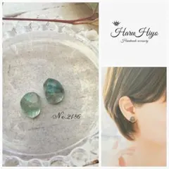 №2186 ❁¨̮ 天然石アパタイトのレジンピアス・イヤリング