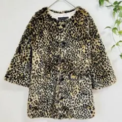【良品】スマッキーグラム 【M相当】ヒョウ柄　フェイクファー ノーカラーコートのサムネイル