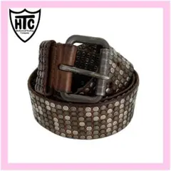 HTC スタッズ付きブラウンレザーベルト
