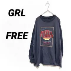 GRL グレイル 刺繍ロゴ バックプリント ロンT チャコールグレー Fのサムネイル