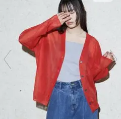 NOMINE シアーカーディガン　赤のサムネイル