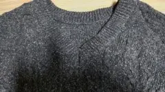 メランジ ミックス調 Vネック ネイビー セーター Kastane