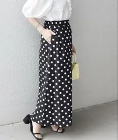 美品　SHIPS any ドット柄　ウォッシャブル リネンスカート Sサイズ