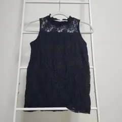 ブラックレースノースリーブチュニック