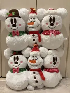【Disney】アナと雪の女王　オラフ&ミッキーミニー雪だるまクッション