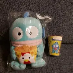 からあげクン、はぴだんぶいくじ、ハンギョドン　ぬいぐるみ、メラミンカップ