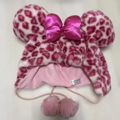 ディズニー　ミニー　ファンキャップ　ヒョウ柄　ピンク