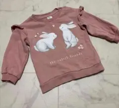 本日限定値下げH&M BABYピンク ウサギ フリルトレーナー 80