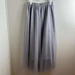 GU チュール プリーツ ロングスカート グレー S