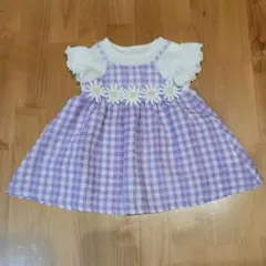 パープル ギンガムチェック ワンピース