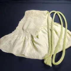 淡い緑色 正絹 絞り帯揚げ 帯締 セット