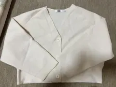 UNIQLO カーディガン　ミラノリブ　Vネック　ホワイト　S 長袖