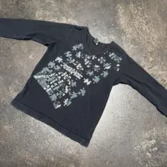 キッズ 長袖カットソー ブラック パズル柄