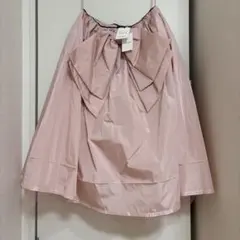 ピンク フレアスカート 大きなリボン付き