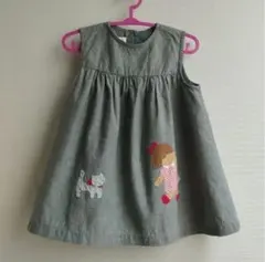 familiarグレー刺繍ワンピース（ノースリーブ）