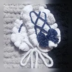 地雷系 ハンドメイド レースアップリボン ヘッドドレス ホワイト×ブルー