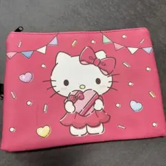 新品♡ハローキティ　フラットポーチ　メイクポーチ　ピンク　レト平成