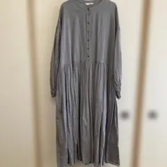 ［soulberry］グレー ロングワンピース 長袖 ボタン付き4XL