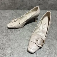 DIANA クロコ推し パンプス レザー バックル 22cm