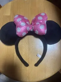 ミニーマウス カチューシャ スパンコールピンク