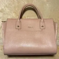 FURLA ピンクベージュ レザー ハンドバック