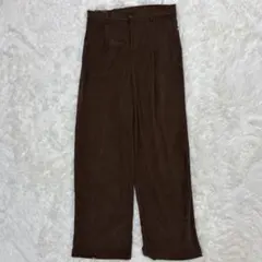 デイジー コーデュロイワイドパンツ 茶 L 韓国風　美脚　秋冬　カジュアル　無地