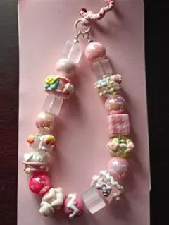 ハンドメイド ビーズ ストラップ