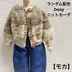 匿名配送★ランダム配色 2way ニットカーデ【モカ】