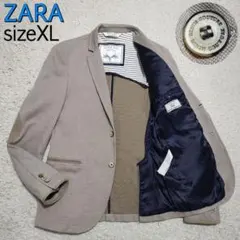 【極美品】ザラZARA・ジャケット・エルボーパッチ・ストレッチ・ベージュ・XLのサムネイル