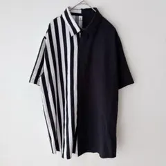 ChArmkpR チャームクパー SHEIN シャツ 半袖 ストライプ 黒 Mのサムネイル