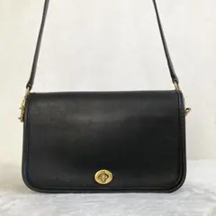 COACH オールドコーチ ショルダーバッグ　レザー　黒　ターンロック USA
