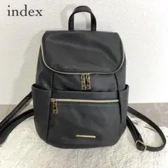 index インデックス ブラック フラップ付きリュック 合皮