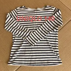UNIQLO 長袖カットソー 白黒ストライプ 140